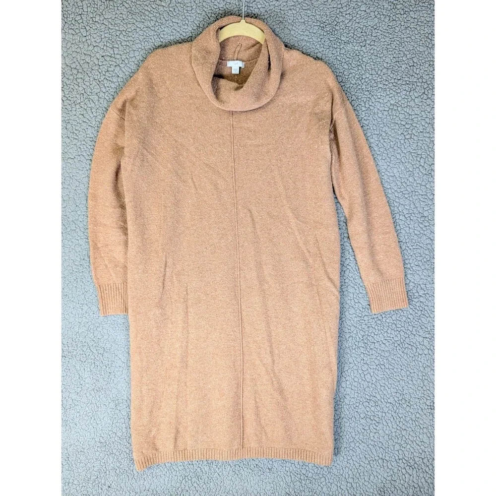J.Jill Women's Sweater Dress Sz Small Cowl Neck Long Sleeve Stretch Camel Brown